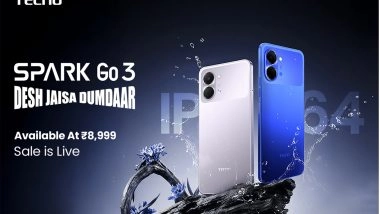 Business News | TECNO Spark Go3 Goes on Sale at Rs. 8,999, Focusing on Durability and Best Signal