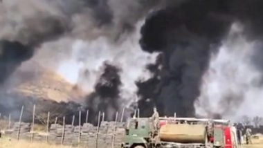 India News | Jharkhand: Massive Fire Erupts in Tyre Stock on Bariatu Hill in Ranchi