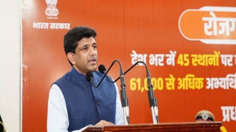 India News | Union Minister Pemmasani Chandra Sekhar Addresses Rozgar Mela, Highlights Youth Empowerment and Vision of Viksit Bharat