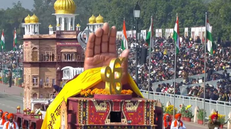 India News | Republic Day 2026: Punjab Tableau Pays Tribute to the 350th Year of Martyrdom of Sri Guru Tegh Bahadur Sahib Ji