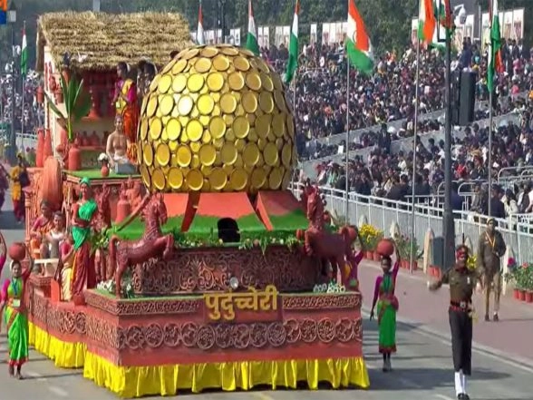 India News | Republic Day 2026: Puducherry Tableau Showcases Rich Craft Heritage and Auroville's Vision