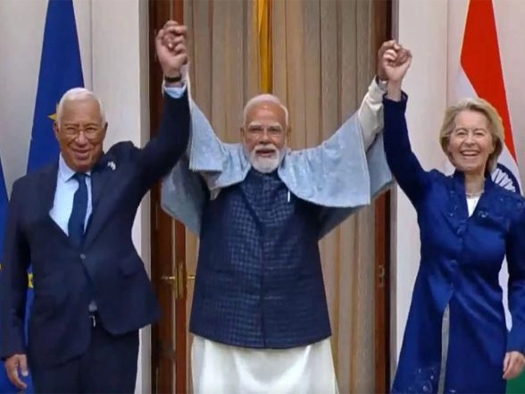 World News | Prime Minister Narendra Modi Meets EU Leaders Ursula Von Der Leyen, Antonio Costa