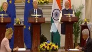 World News | India-EU Ink Security and Defence Partnership; Other Key MoUs Include Green Hydrogen Task Force, Mobility