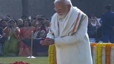 India News | PM Modi Pays Floral Tribute to Mahatma Gandhi on 78th Death Anniversary at Raj Ghat