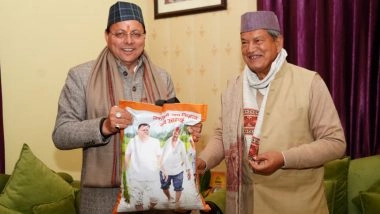 India News | Uttarakhand CM Dhami Meets Congress Leader Harish Rawat, Gifts Senior Leader Self-cultivated Rice
