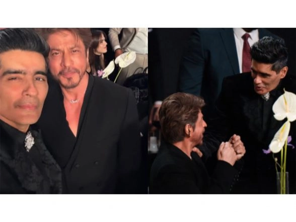 Entertainment News | SRK Appears Dapper in Black Ensemble at Dubai Event, Manish Malhotra Catches Up