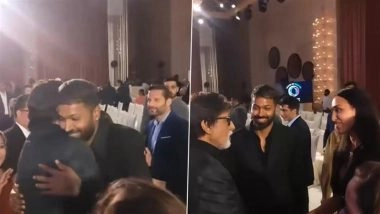 Hardik Pandya Introduces Girlfriend Mahieka Sharma to Amitabh Bachchan at Star-Studded 'United By Triumph' Event By Reliance Foundation in Mumbai (Watch Video)