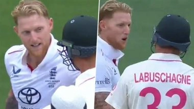 Ben Stokes and Marnus Labuschagne Engage In Heated Argument, England Captain Gives Australian Batter A 'Necksqueeze' During AUS vs ENG Ashes 2025-26 5th Test (Watch Video)