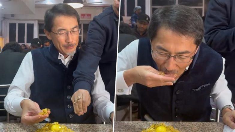 Viral Video: Japan’s Ambassador ONO Keiichi Wins Hearts Eating Biryani by Hand; Says ‘It Tastes Even Better’