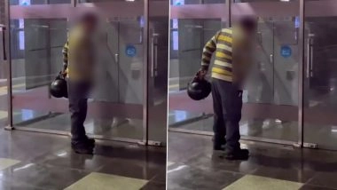 Delhi Metro Urination Video: Viral Clip Shows Man Openly Urinating on Platform, Stopping Mid-Way and Fleeing After Seeing Camera