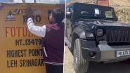 Haryana Tourist Sticks 'Gurjar Bro' Decal on Fotu La Pass Signboard at Srinagar-Leh Highway in Ladakh, Faces Backlash After Video Goes Viral
