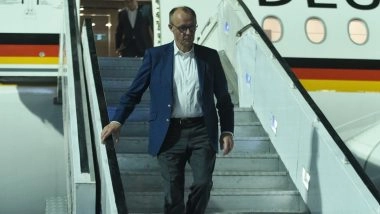 German Chancellor Friedrich Merz Arrives in Gujarat To Hold Talks With PM Narendra Modi, First Official Visit to India (See Pics)