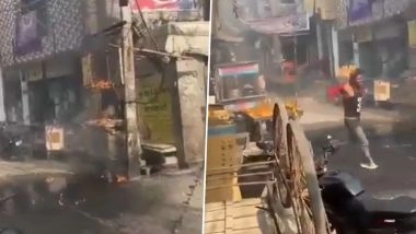 Ghaziabad: Viral Video Shows Man Running With His Body on Fire Following Transformer Blast in Uttar Pradesh