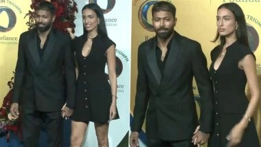 Hardik Pandya, Girlfriend Mahieka Sharma Attend 'United in Triumph' Initiative By Reliance Foundation Felicitating India Men's, Women's and Blind Women's Cricket Team (Watch Video)