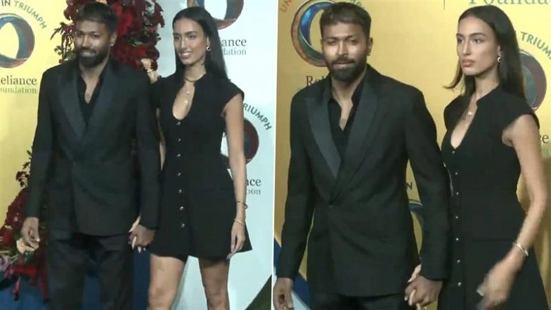 Hardik Pandya, Girlfriend Mahieka Sharma Attend 'United in Triumph' Initiative By Reliance Foundation Felicitating India Men's, Women's and Blind Women's Cricket Team (Watch Video)
