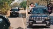 Korba: Viral Video Shows School Students Performing Dangerous Stunts in Moving SUVs, Posing for Selfies and Shooting Reels In Chhattisgarh's City Korba: Viral Video Shows School Students Performing Dangerous Stunts in Moving SUVs, Posing for Selfies and Shooting Reels In Chhattisgarh's City