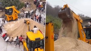 ‘JCB Choorma’: Videos of JCB Machines Making Choorma for Jaipur Lakhi Mela 2026 Go Viral