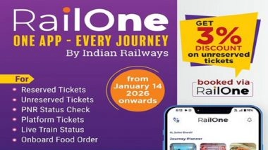 What Is RailOne App? As Indian Railways Offer 3% Discounts on Unreserved Tickets Booked via RailOne, Know All About the 'Super App'