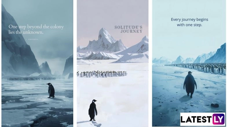 Create Viral Penguin Walking Towards a Mountain Wallpaper With AI Tools | 📲 LatestLY