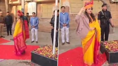 Tina Dabi Republic Day Video: Viral Clip Shows Barmer Collector and IAS Officer Saluting the Camera Instead of National Flag During Republic Day Celebrations