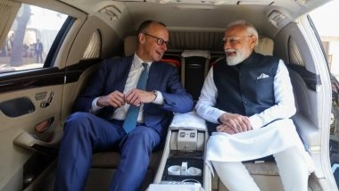 PM Narendra Modi Shares Car Ride with German Chancellor Friedrich Merz, Signal Warm India-Germany Ties During Official Visit (See Pic)