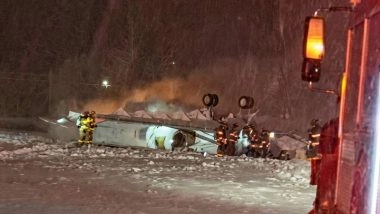 Maine Plane Crash: 7 Killed in Bombardier Challenger 600 Crash at Bangor International Airport Amid Severe Winter Weather (See Pics)