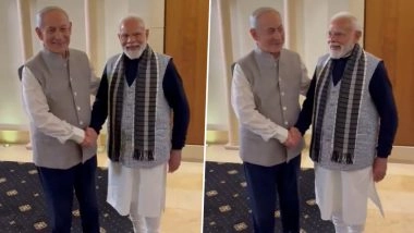 PM Modi Israel Visit: Israeli PM Benjamin Netanyahu Wears Traditional Indian Attire Ahead of Joint Dinner With Prime Minister Narendra Modi (Watch Video)