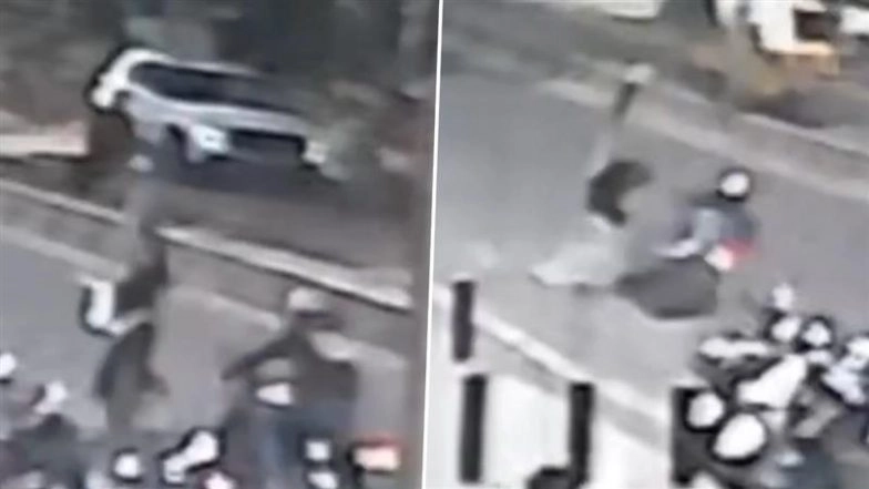 Accident Caught on Camera in Bengaluru: HDFC Bank Employee Killed by Speeding Bullet Bike While Out for Lunch in Rajajinagar, Video Surfaces