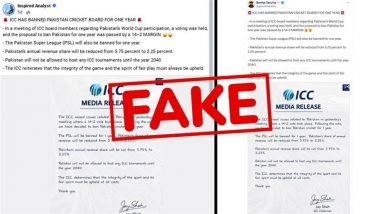 Fact Check: Fake ICC Circular Claiming Pakistan Cricket Board Ban Goes Viral Amid India T20 WC 2026 Match Boycott Call