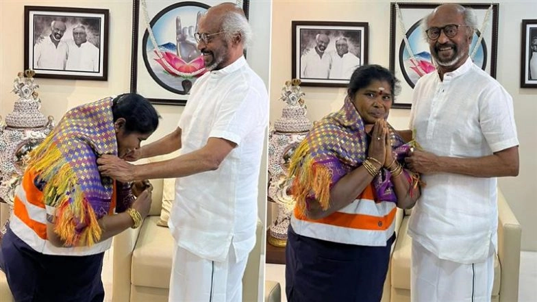 Rajinikanth Felicitates Sanitation Worker Padma for Her Honesty, Gifts Her Gold Chain (See Pics)