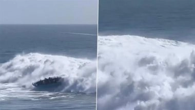 California Surfers Turn Heroes After Boat Capsizes Near Santa Cruz Lighthouse, 6 Rescued in Dramatic Ocean Rescue (Watch Video)