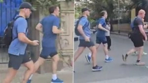 social-viral-Emmanuel Macron Jogging in Mumbai Video: France President Starts Day With Sunrise Jog at Marine Drive