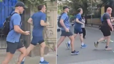 Emmanuel Macron Jogging in Mumbai Video: France President Starts Day With Sunrise Jog at Marine Drive