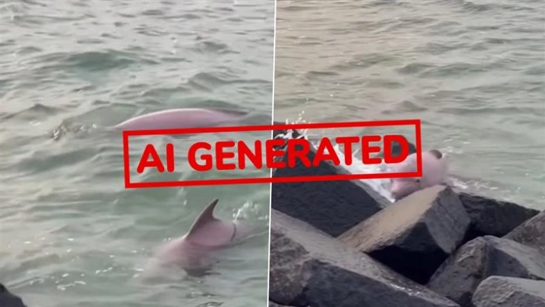 Pink Dolphins Spotted at Mumbai’s Marine Drive? Fact Check Reveals AI-Generated Clip Going Viral With Netizens Believing It To Be True