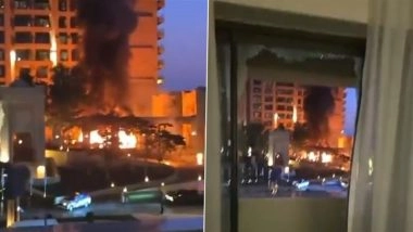 Palm Jumeirah Blasts: Dubai&rsquo;s Iconic Man-Made Island Hit by Drones, Missiles As Iran Strikes Spread Across Gulf, Fairmont Hotel on Fire (Watch Videos)