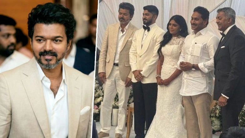 Amid &lsquo;Jana Nayagan&rsquo; Censor Row, Thalapathy Vijay Attends Wedding in Chennai Alongside YS Jagan Mohan Reddy (See Pics and Watch Video)