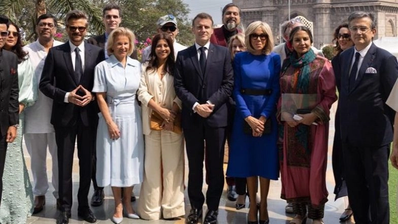 French President Emmanuel Macron Meets Anil Kapoor, Manoj Bajpayee, Zoya Akhtar and Other Bollywood Celebs During Mumbai Visit (See Pics)