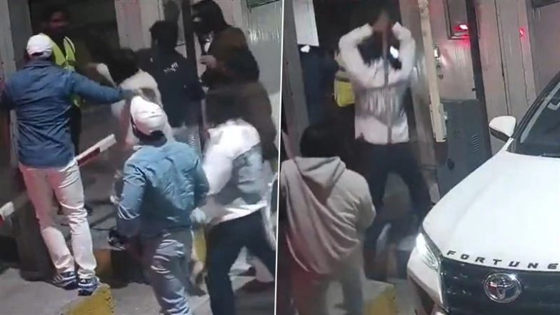 Sonipat: Toll Staff Beaten After Asking for Toll Fee at Bhigan Toll Plaza on NH-44, CCTV Video Captures Attack