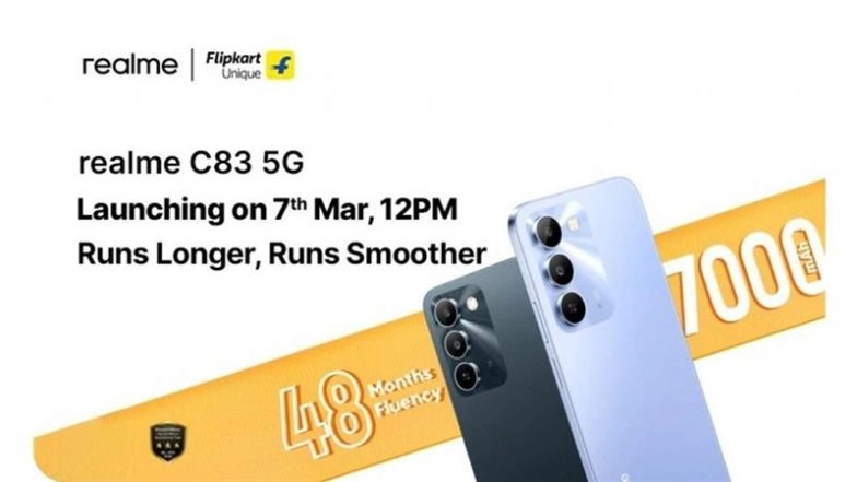 Realme C83 5G definido para a Índia, lançamento em 7 de março com bateria de 7000mAh e durabilidade militar