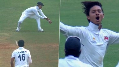 Yashasvi Jaiswal Grabs One-Handed Stunner in Slips To Dismiss Devdutt Padikkal During MUM vs KAR Ranji Trophy 2025-26 Quarter-Final (Watch Video)