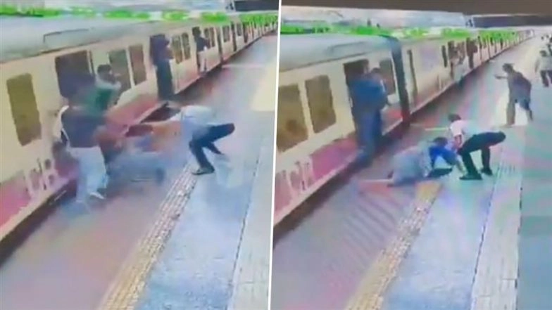 Mumbai: Alert Railway Ticket Clerk John Paul Rescues Elderly Woman From Fatal Fall at Kurla Railway Station (Watch Video)