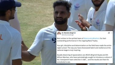 Dr Jitendra Singh Lauds Jammu and Kashmir Ranji Cricket Team; Union MoS Gives Out Best Wishes For Ongoing J&K and KAR Ranji Trophy 2025-26 Final