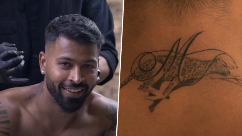 Hardik Pandya New Tattoo: India Cricketer Inks 'M' Body Art on Neck For Girlfriend Mahieka (Watch Video)
