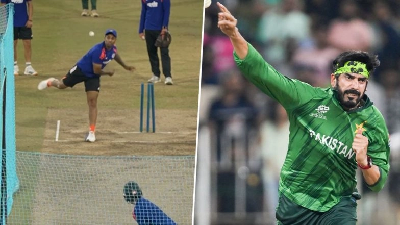 Suryakumar Yadav Spotted Imitating Usman Tariq's 'Pause and Delivery' Bowling Action in Nets to Abhishek Sharma Ahead of IND vs PAK T20 WC 2026 Match (Watch Video)