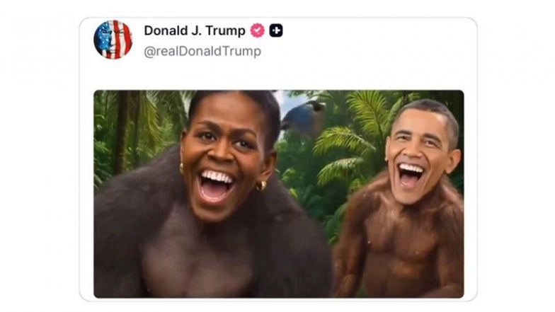 White House Takes Down Racist Post About Barack and Michelle Obama Shared on Donald Trump’s Account, Cites Staff Error