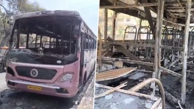 Delhi Bus Fire Video: Mosquito Coil Triggers Deadly Blaze in Vikaspuri, Bus Helper Found Burnt to Death