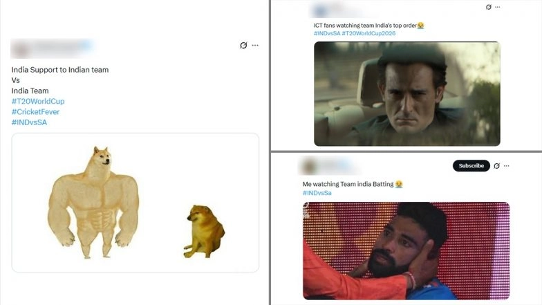 Team India Funny Memes Go Viral As Men in Blue Suffer Massive Batting Collapse During IND vs SA T20 World Cup 2026 Super 8 Match