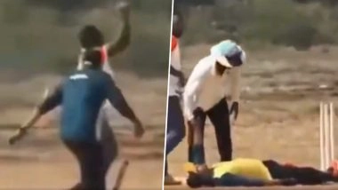 Sudden Death Caught on Camera in Ratnagiri: Local Cricketer Collapses on Pitch During Live Match, Dies of Suspected Heart Attack; Video Surfaces