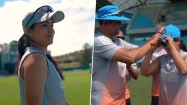 Vaishnavi Sharma Handed One-Day International Debut, Receives India Women Cap From Head Coach Amol Muzumdar Ahead of IND-W vs AUS-W 2nd ODI 2026 (Watch Video)