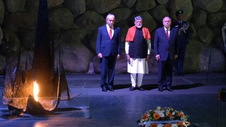 PM Narendra Modi Pays His Respects at Yad Vashem Holocaust Memorial in Israel’s Jerusalem (See Pics and Video)